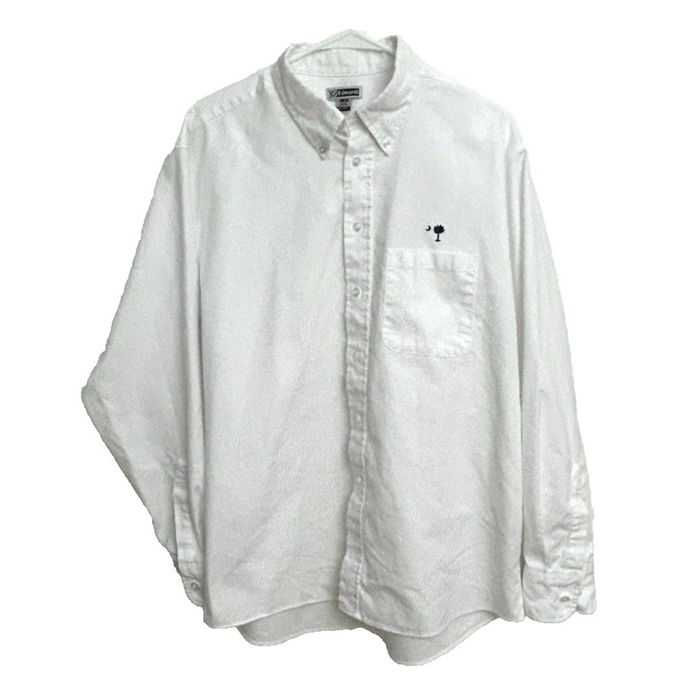 Edwards Tuff Tested L/S White Shirt Men's L SC Palmetto Logo Classic Preppy